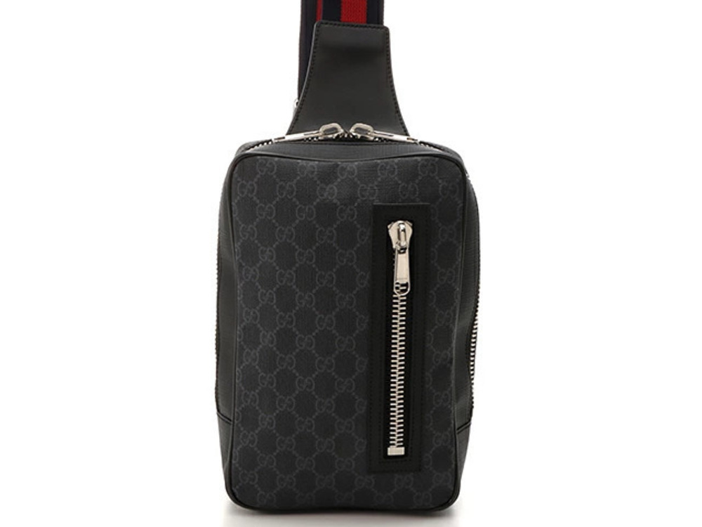 Gucci Soft GG Supreme Belt Bag Black Gray Leather